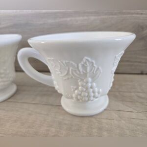 Indiana Glass Harvest Grape Milk Glass Footed Cups – Set of 4 (Vintage 1960s)